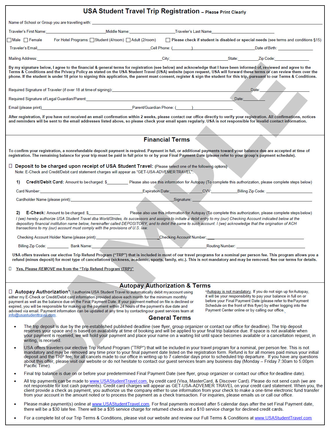 Sample Registration Form